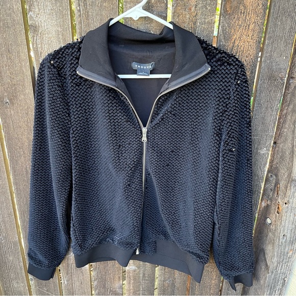 Trouve Black Sequined Zip Up Jacket Sz S - Picture 11 of 15